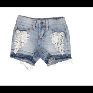 VIGOSS Girls Denim Shorts w/ lace detail-Size 14